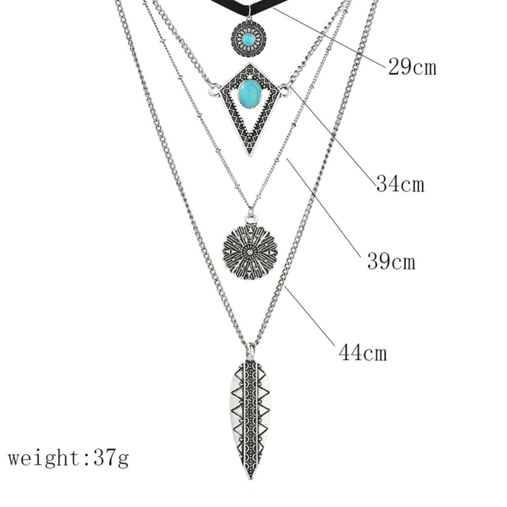 N13 | Boho Multi Layer Black Chocker Neklace - Picture 2 of 5